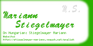 mariann stiegelmayer business card